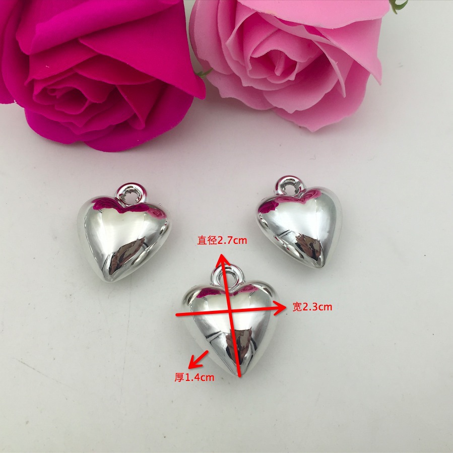 diy plastic material electroplated heart-shaped pendant, single hanging bead, 2.7X2.3cm, festival decoration accessories wholesale detail image 4