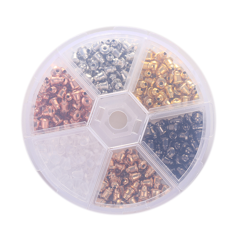 diy earring accessories: Transparent plastic anti-drop stainless steel ring, Korean ear stud plugs, gold edge hamburger ear plugs
