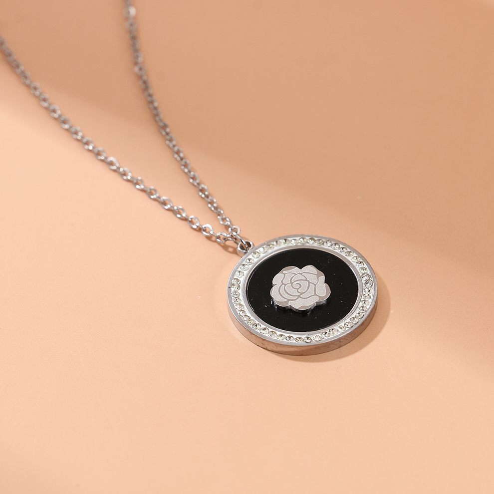 新款钛钢项链女简约时尚玫瑰个性奢华热卖银色女锁骨链饰品产品图