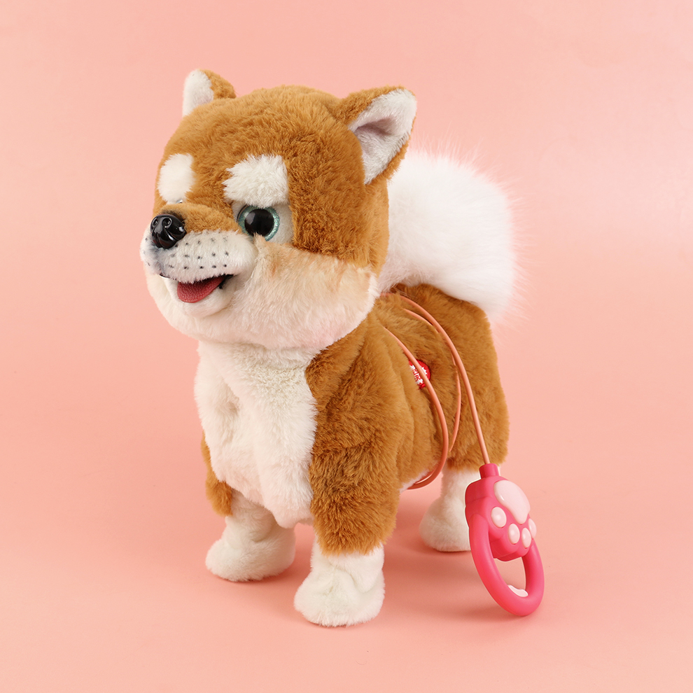 The 2025 new cute plush leash tongue-sticking electric puppy children's simulation toy can walk, move, bark and record