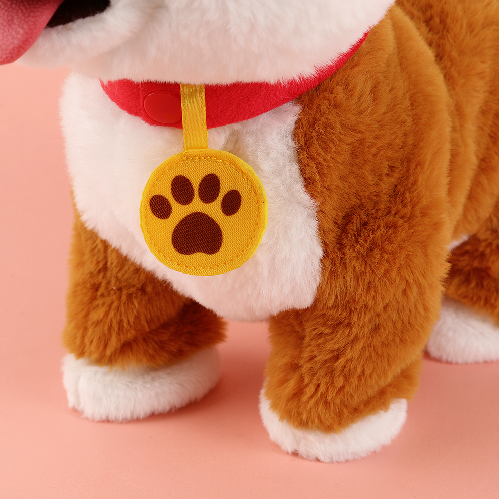 The 2025 new cute plush drawstring tongue-extending electric Corgi children's simulation toy can walk, move, cry and record Item Picture