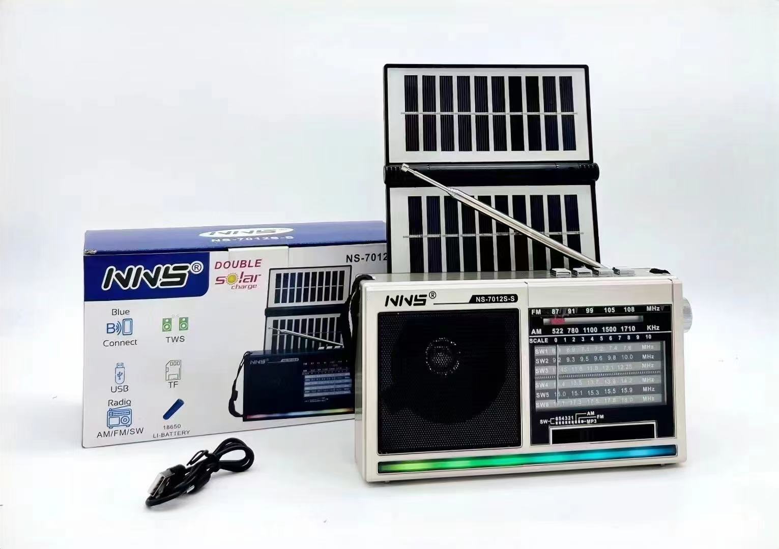 Dual solar Bluetooth speaker, portable, card-inserting, retro home SW3 band radio