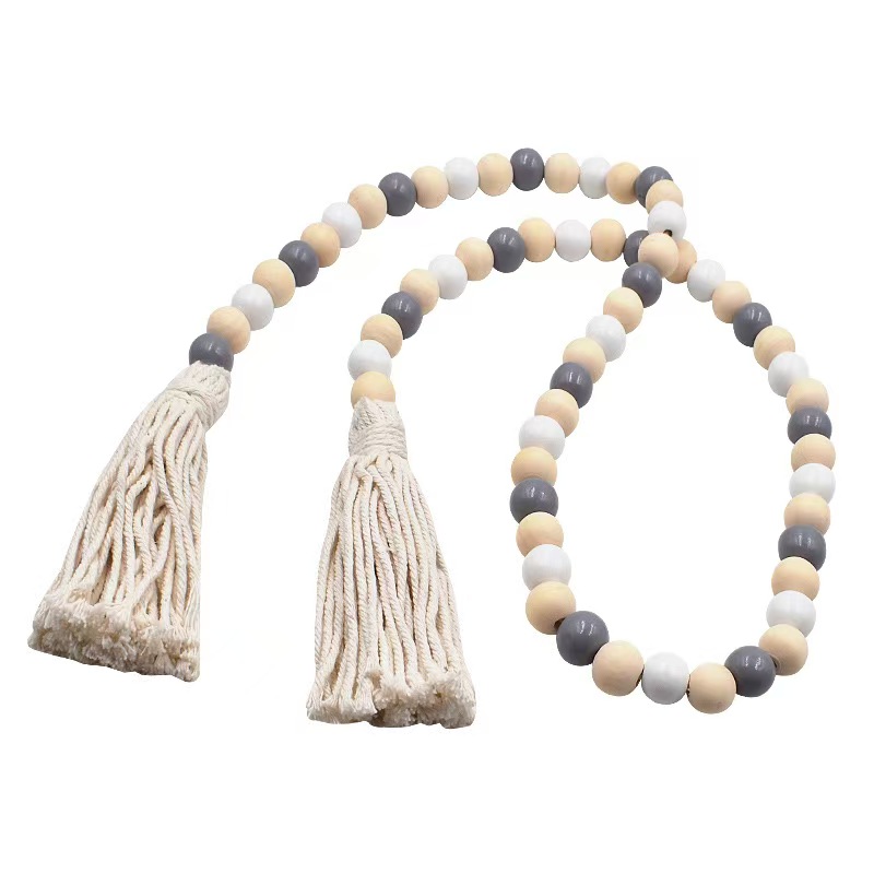 实木串珠禾木珠串可放花瓶窗帘扣挂件挂饰麻绳流苏详情图2