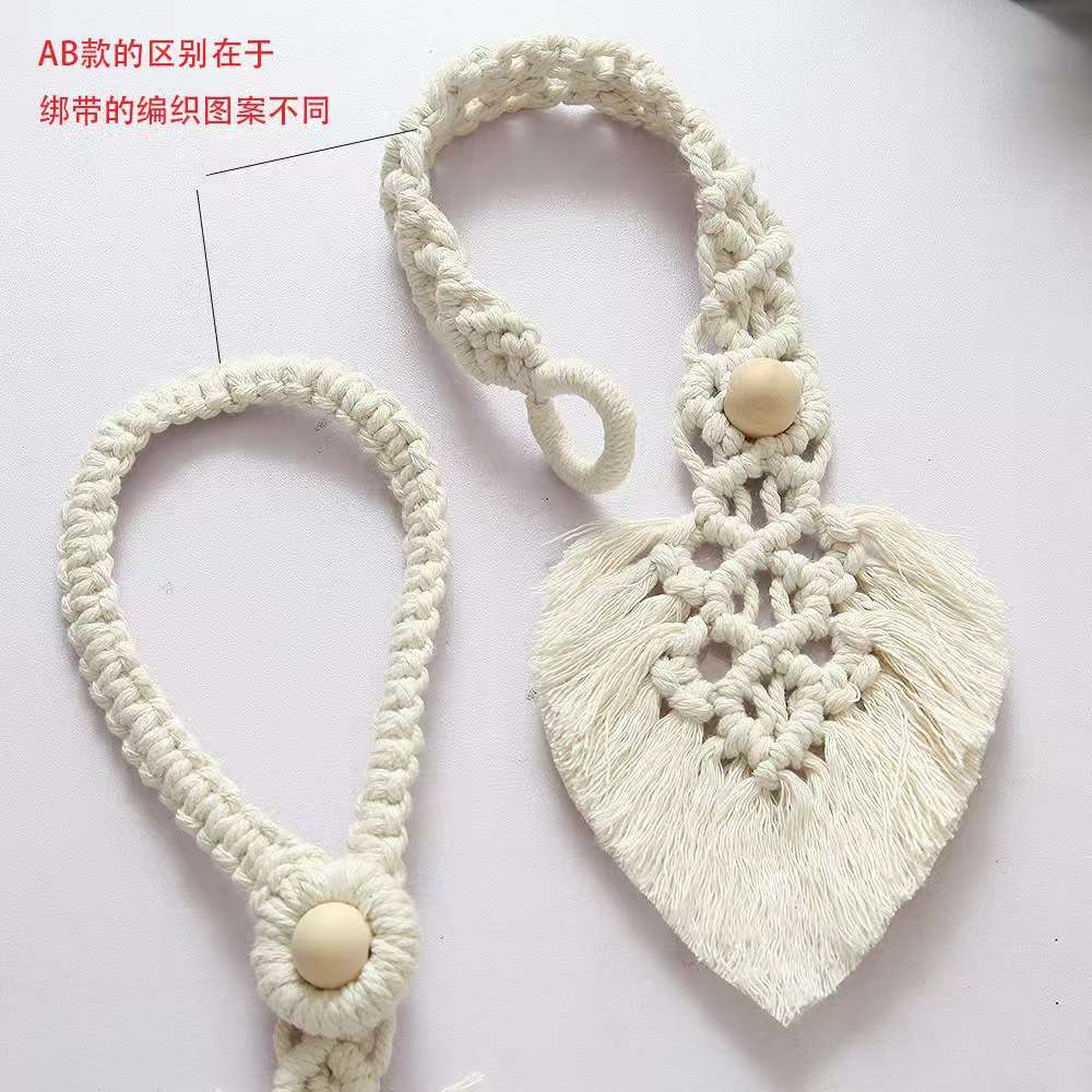 流苏窗帘扣棉绳编织禾木珠串树叶流苏纯手工挂饰窗帘扣详情图8