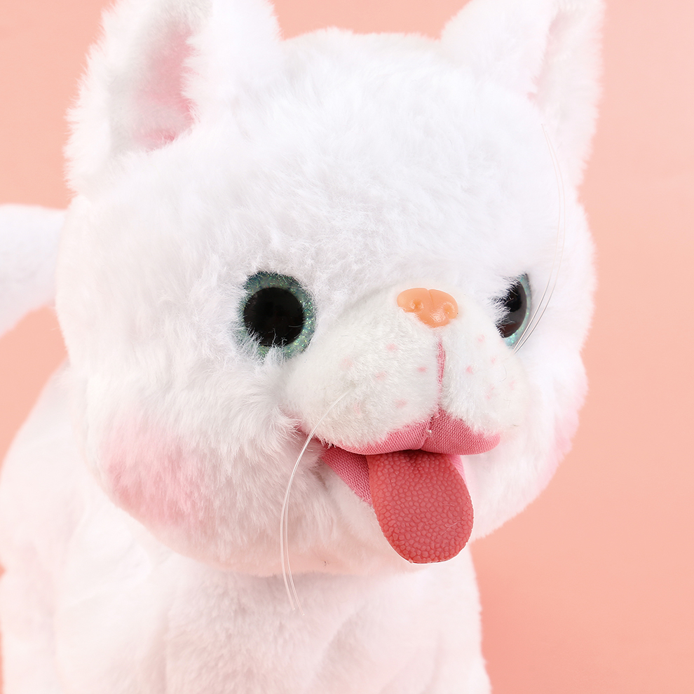 The 2025 new cute plush drawstring tongue extension electric white kitten children's simulation toy can walk, move, meow and record Application Scenario