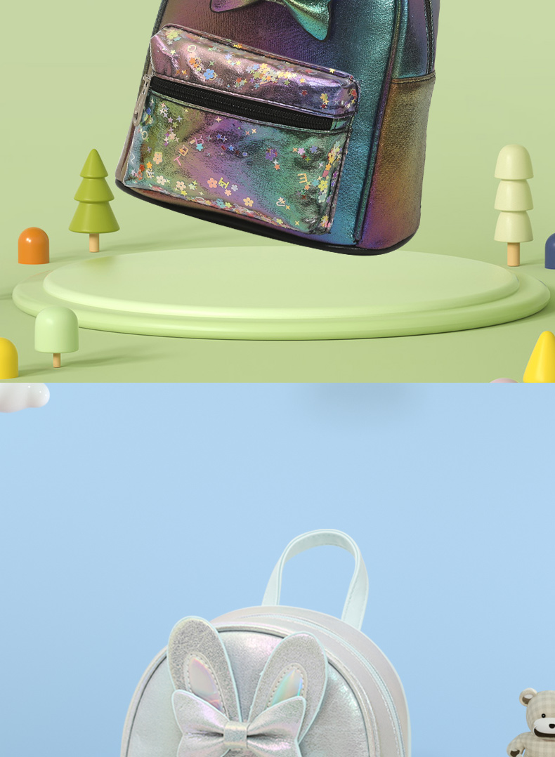 大尾貓兔子耳朵蝴蝶結(jié)可愛萌趣時(shí)尚休閑幼兒園潮流單品女童雙肩包詳情8