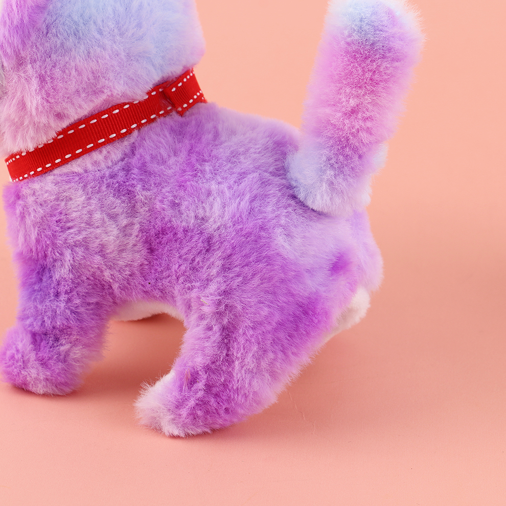 The 2025 new cute plush drawstring tongue-extending electric dyeing kitten children's simulation toy can walk, move and bark Item Picture