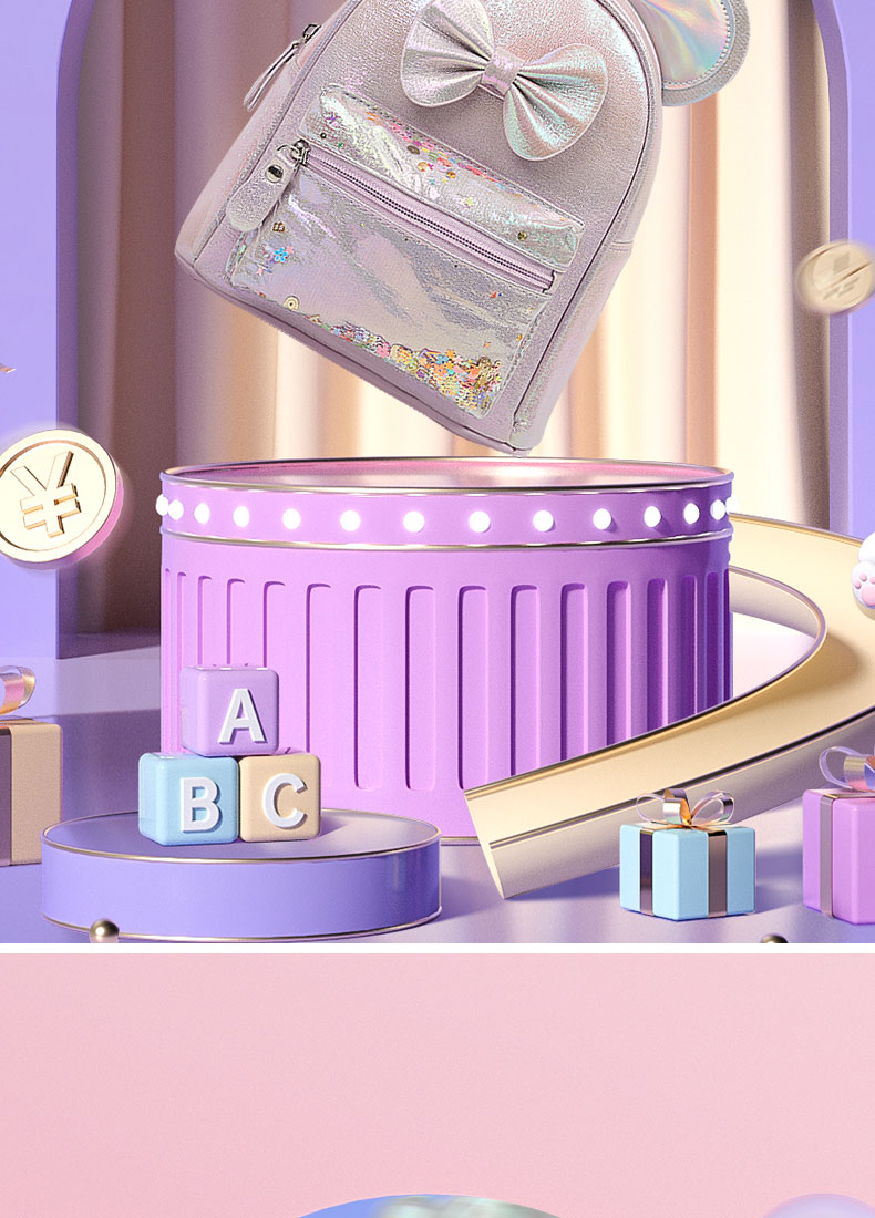 大尾貓萌趣可愛時尚休閑幼兒園潮流單品女童雙肩包詳情9