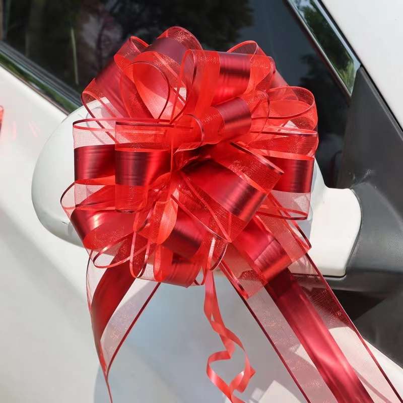 6.4公分1.7米哑光纱拉花，多种字体喜字拉花，婚车婚礼现场结婚用拉花详情图4