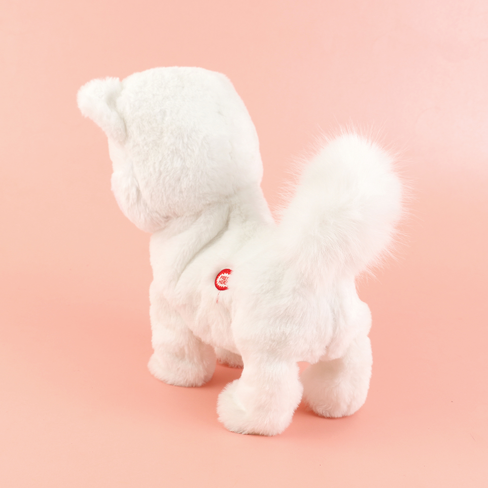 The 2025 new cute plush drawstring tongue-extending electric white Pomeranian children's simulation toy can walk, move, cry and record Specification image