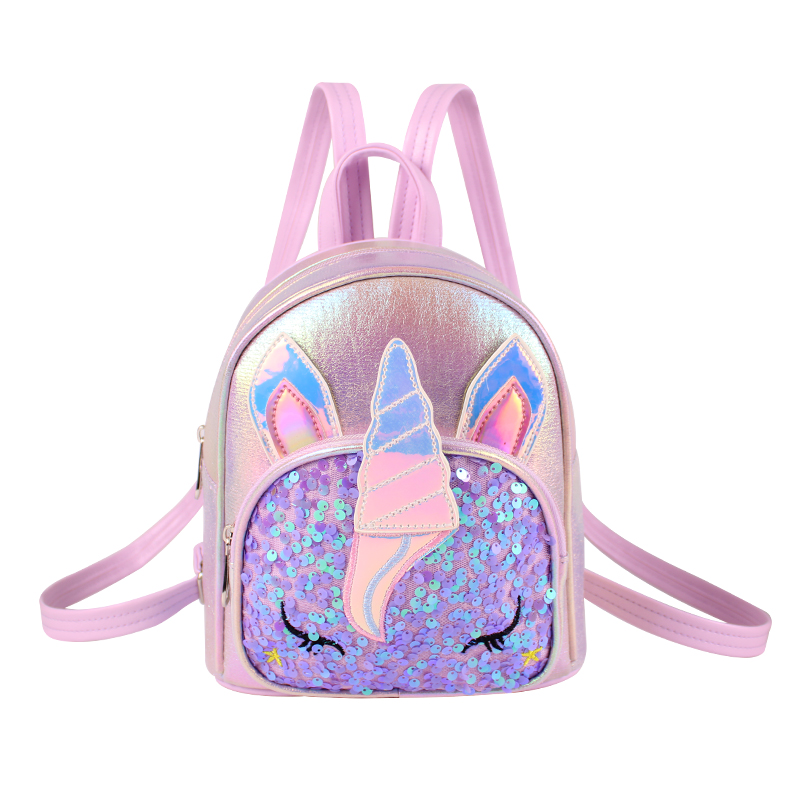 大尾貓獨角獸彩色亮片時尚可愛女童過家家書包幼兒園時尚單品時尚女童雙肩包