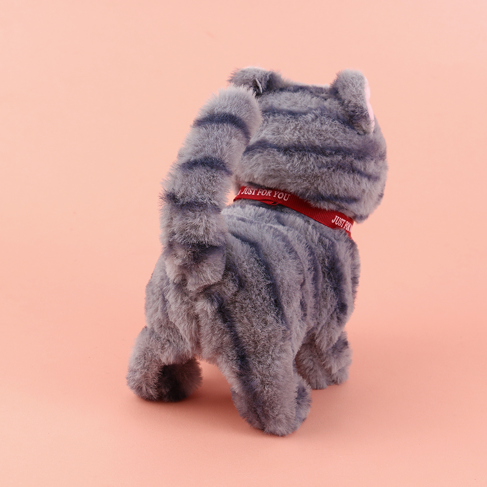 The 2025 new cute plush bell lip-off electronic cat children's simulation toy can walk, move and bark Specification image
