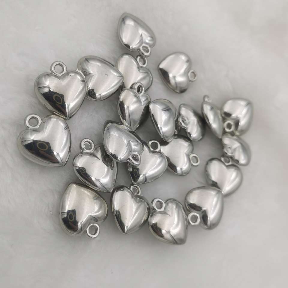diy jewelry accessories: White K smooth three-dimensional heart-shaped necklace pendant, plastic material heart-shaped accessory detail image 1