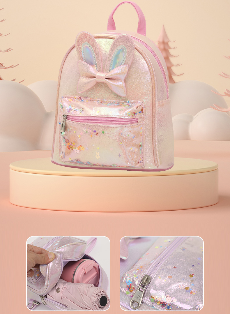 大尾貓兔子耳朵蝴蝶結(jié)可愛萌趣時(shí)尚休閑幼兒園潮流單品女童雙肩包詳情4