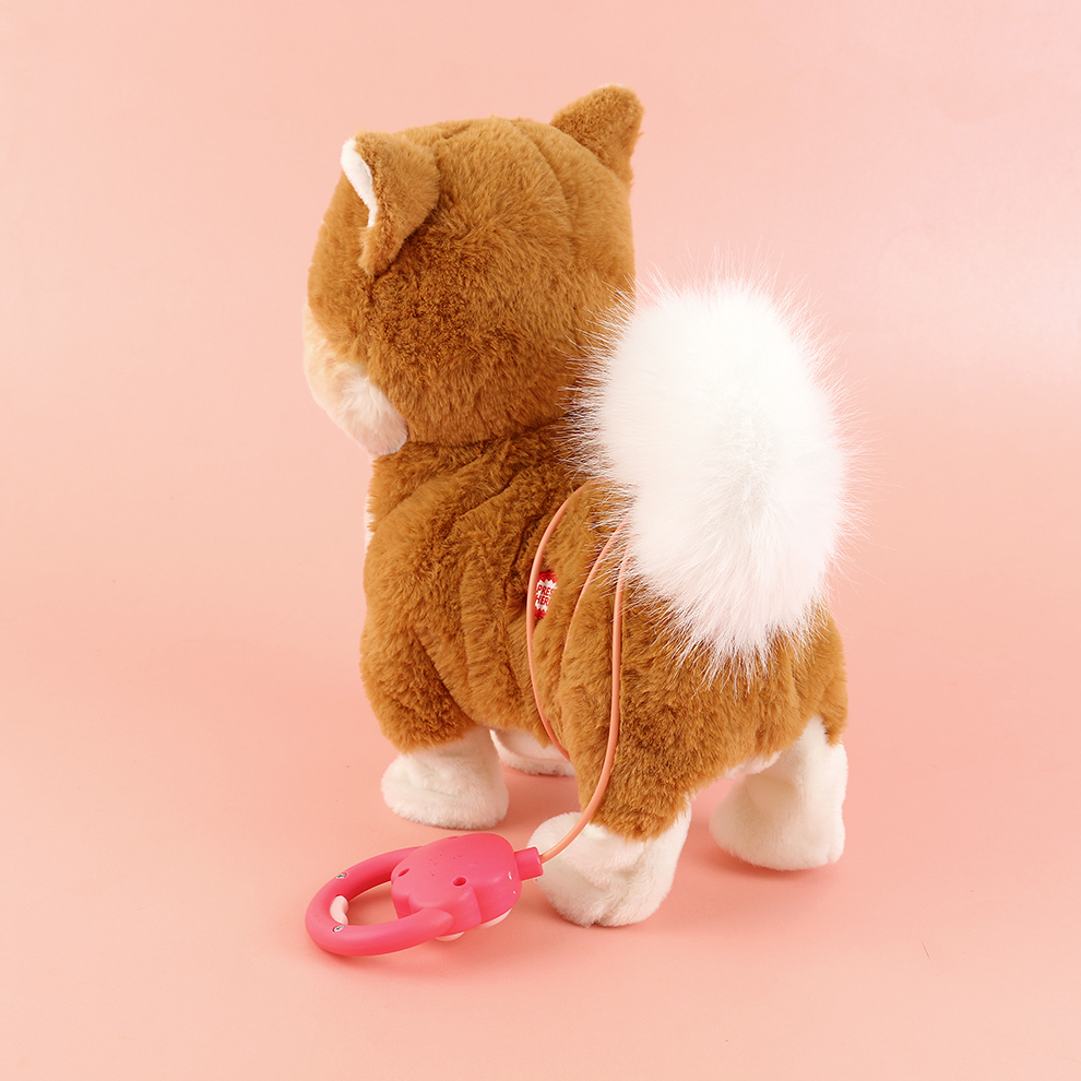The 2025 new cute plush leash tongue-sticking electric puppy children's simulation toy can walk, move, bark and record Specification image