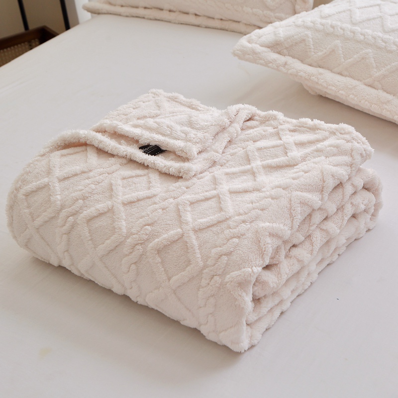 Junbao Dyeing and Printing Taffy velvet jacquard fringed blankets are available for wholesale in large quantities for export details Picture