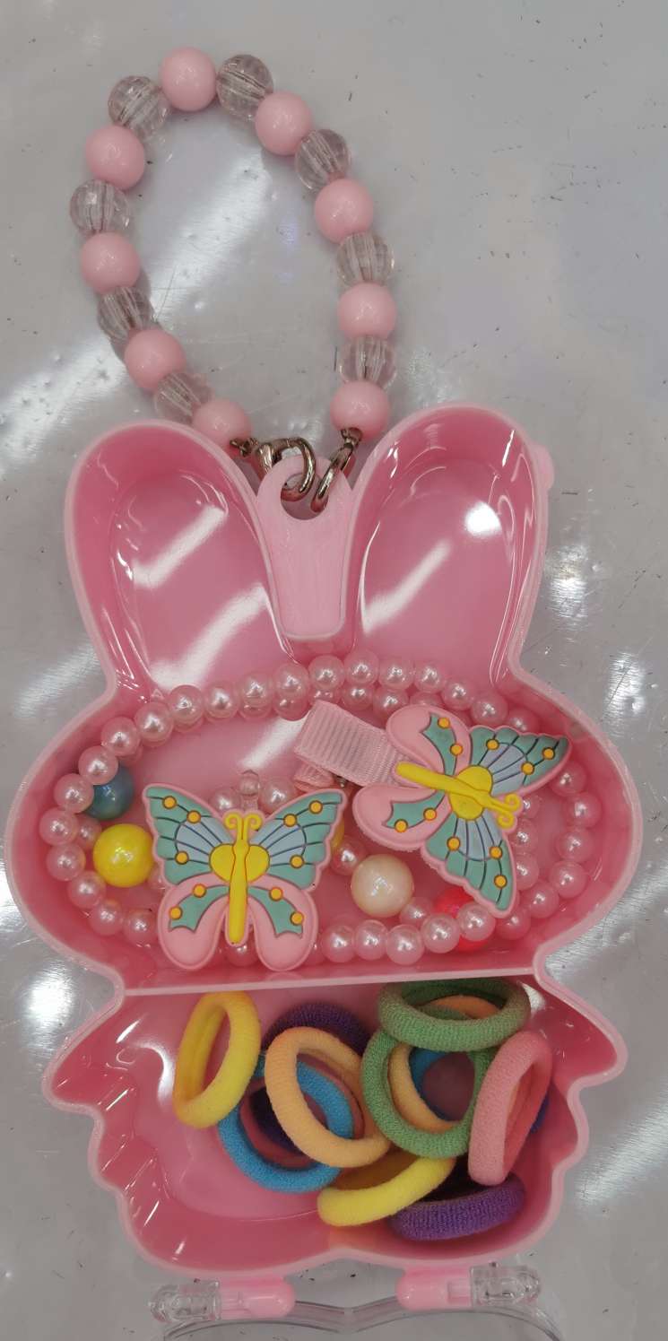 2025 New style necklace, hairpin, rubber band children's accessories set box accessories