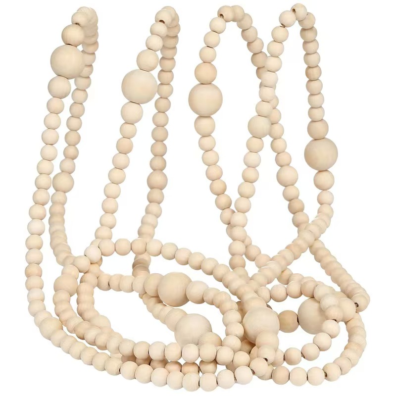 实木串珠禾木珠串可放花瓶窗帘扣挂件挂饰麻绳流苏产品图