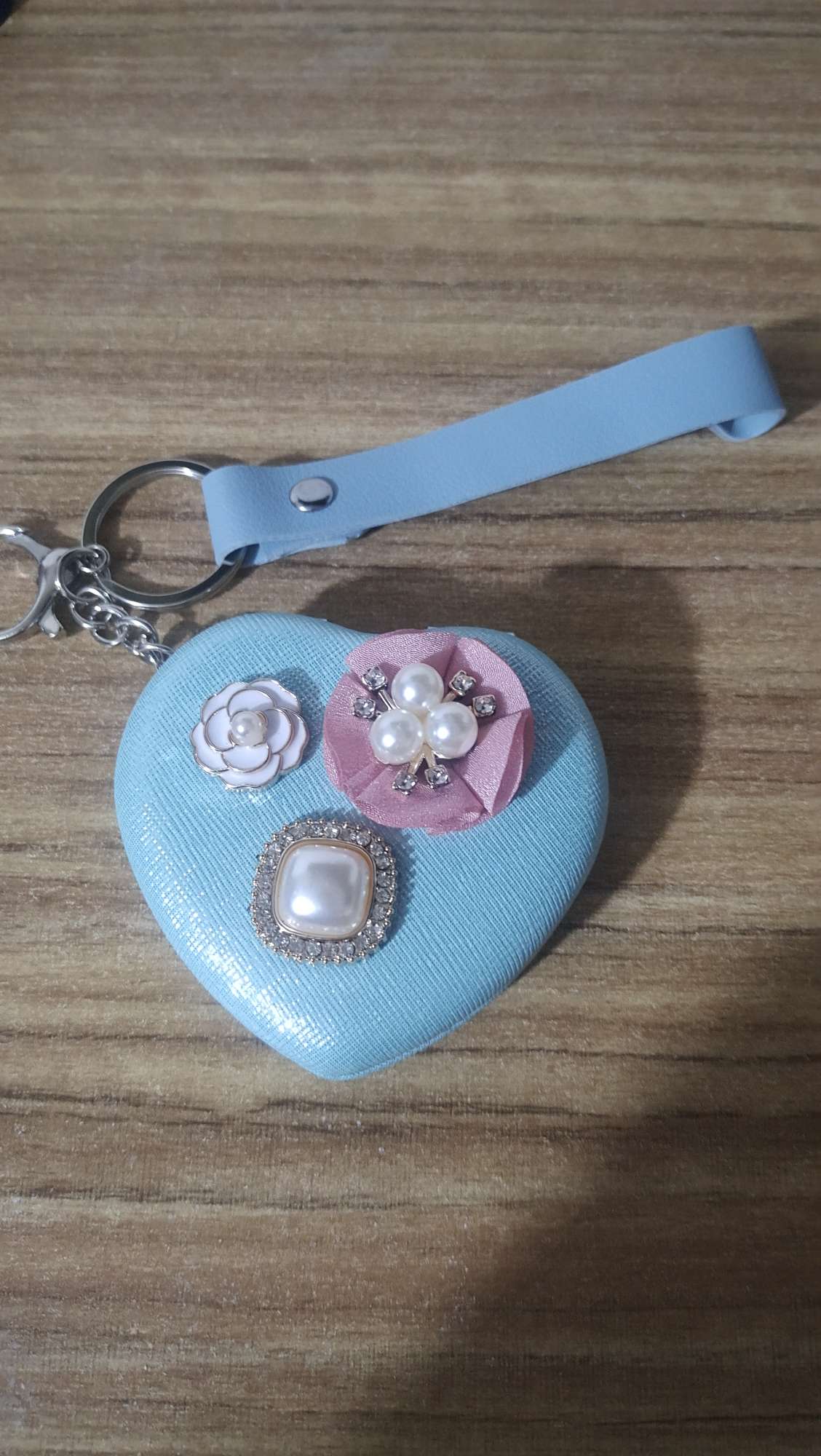 桃心钥匙扣皮绳镜子，pu皮，女士挂包专用