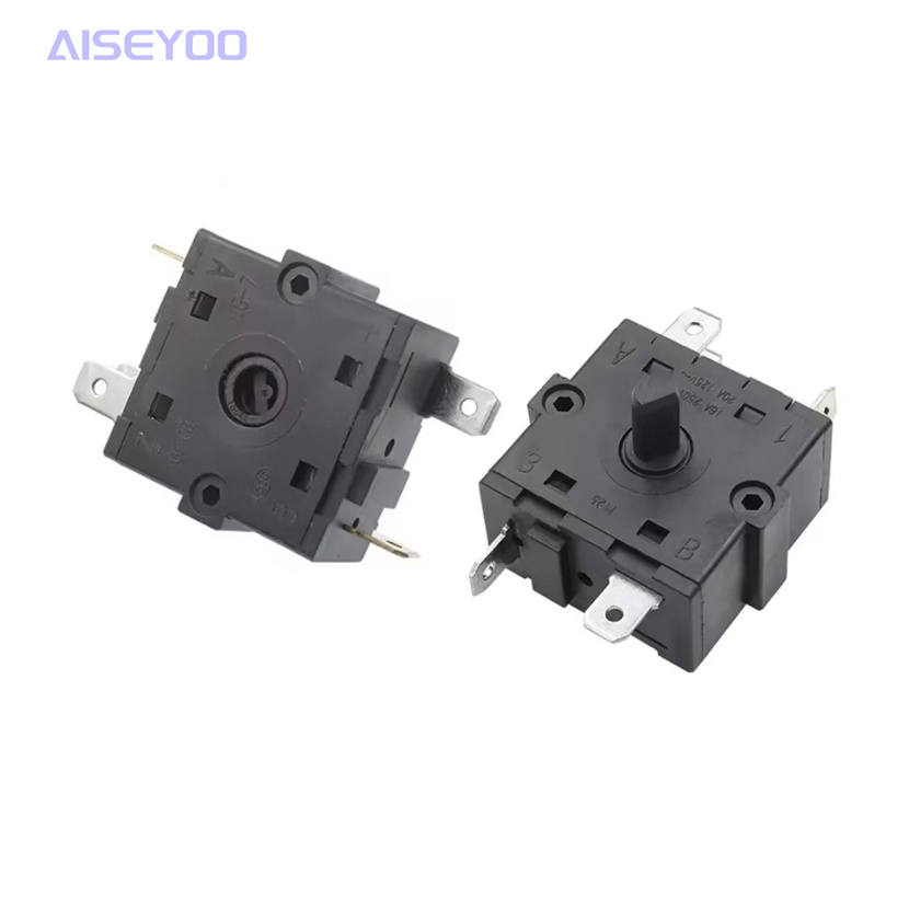 16A high-current bipolar rotary switch warm air blower, gear selection knob switch, gear function, electric heater gear adjustment switch, two-pin, three-pin, five-pin gear adjustment switch, 360° gear adjustment switch, small sun switch details Picture