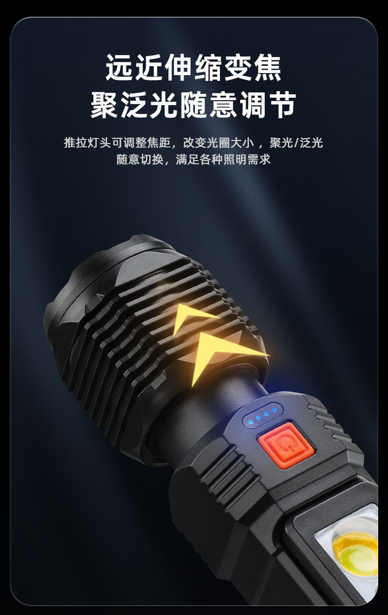 Wj-1005,6,8 USB recargable láser blanco telescópico ajuste de enfoque linterna de estiramiento ajuste de enfoque linterna de luz brillante luz de lectura de la mano de la mano para el hogar al aire libre linterna luz de trabajo pic 8