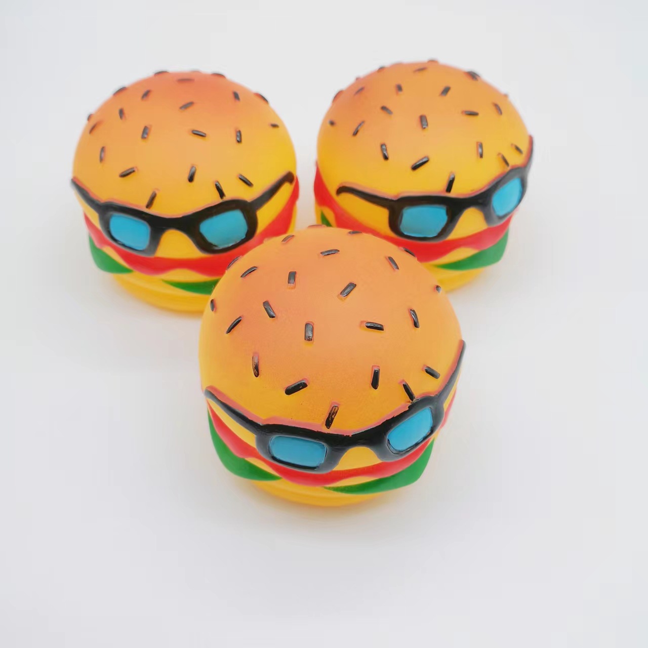 墨镜汉堡发声玩具厂家直销搪胶宠物狗玩具磨牙解压耐咬发泄批发产品图