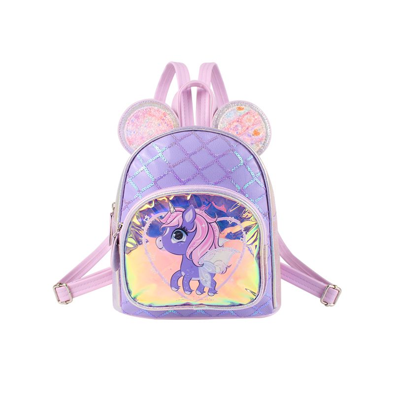 大尾猫独角兽耳朵萌趣可爱时尚单品幼儿园女童公主迷你双肩包