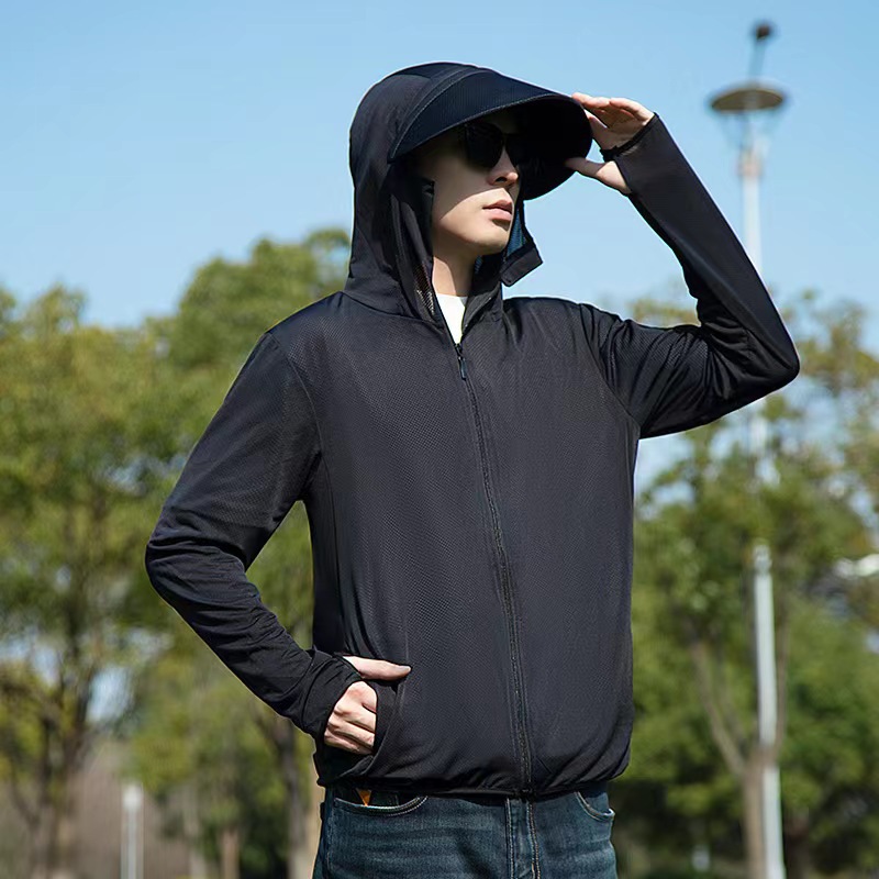 X夏季热销冰丝防晒衣带帽檐钓鱼服防晒衫防紫外线透气速干防晒服详情5