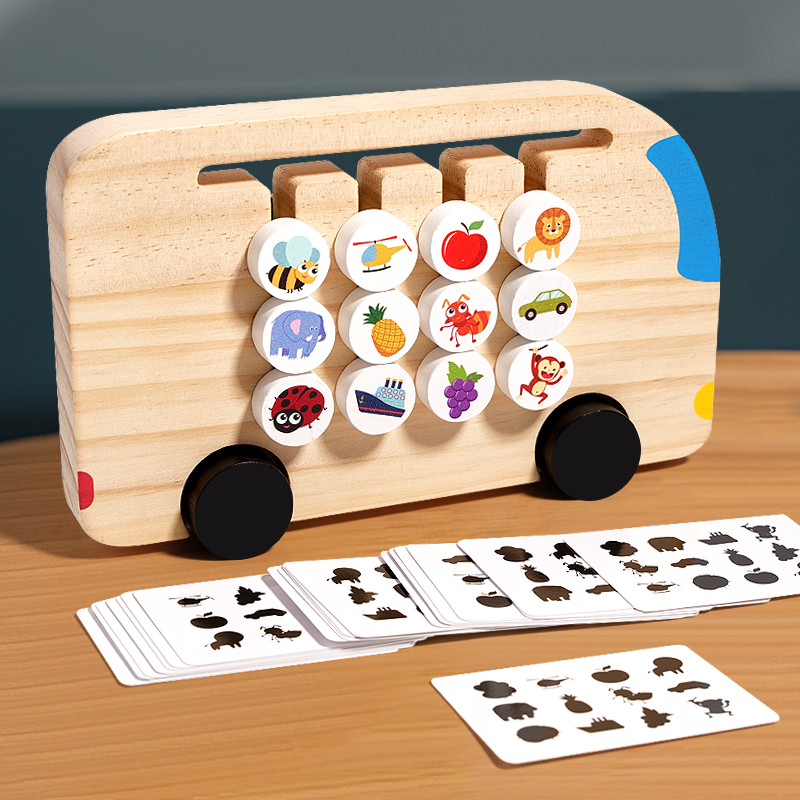Four color walking position game bus car shadow matching jigsaw puzzle children logical thinking training early lesson intelligence toy details Picture