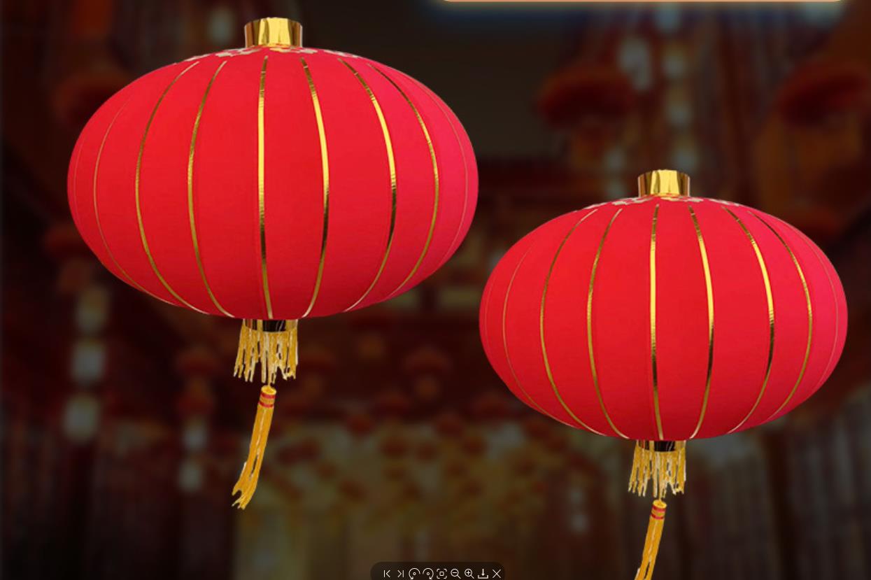 Gold-embossed velvet fabric advertising lanterns for the New Year and Spring Festival, festive red lanterns from Tiekou