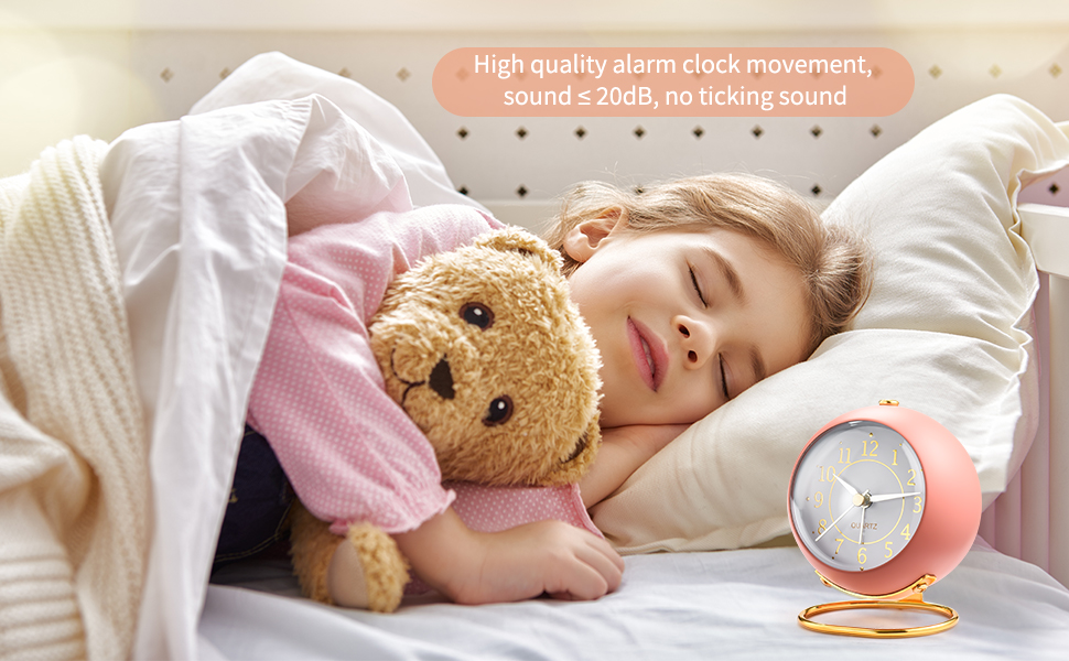 复古背光可爱简约设计小台钟带夜灯,静音无滴答声,电池供电,适合儿童、卧室、旅行、厨房、床头桌面。详情2