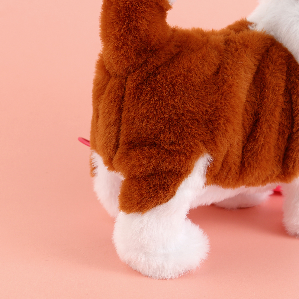 圣伯纳可爱电子宠物儿童毛绒公仔吉娃娃宝宝生日礼物白底实物图