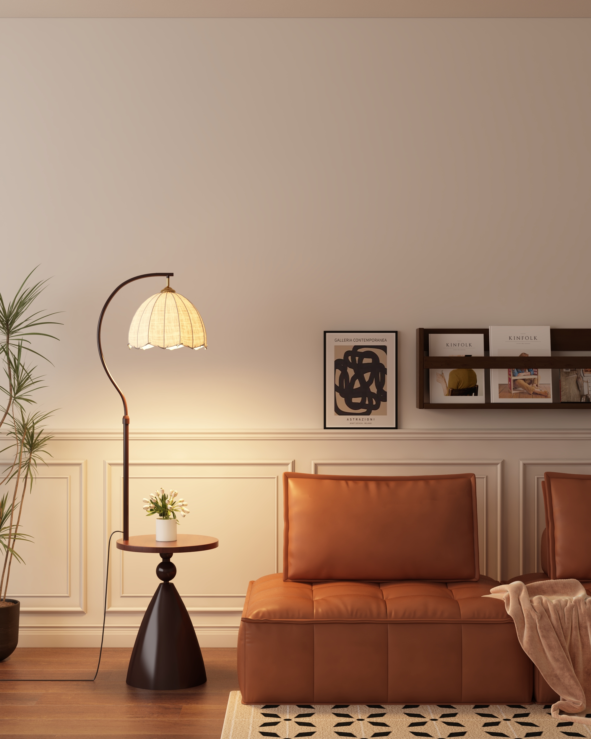 Chinese ancient style living room floor lamp sofa next to the superior atmosphere bedroom bedside French retro decoration upright table lamp Specification drawing