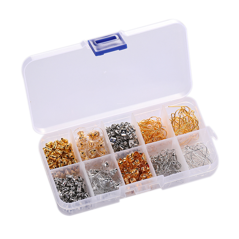 diy earring accessories: Transparent plastic anti-drop stainless steel ring, Korean ear stud plugs, gold edge hamburger ear plugs details Picture