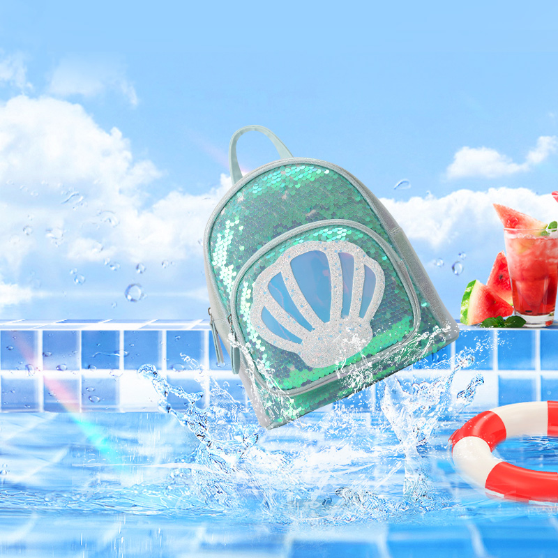 Big-tailed cat sequined shell, fashionable, casual, cute and fun kindergarten girls' princess schoolbag, girls' backpack Specification image