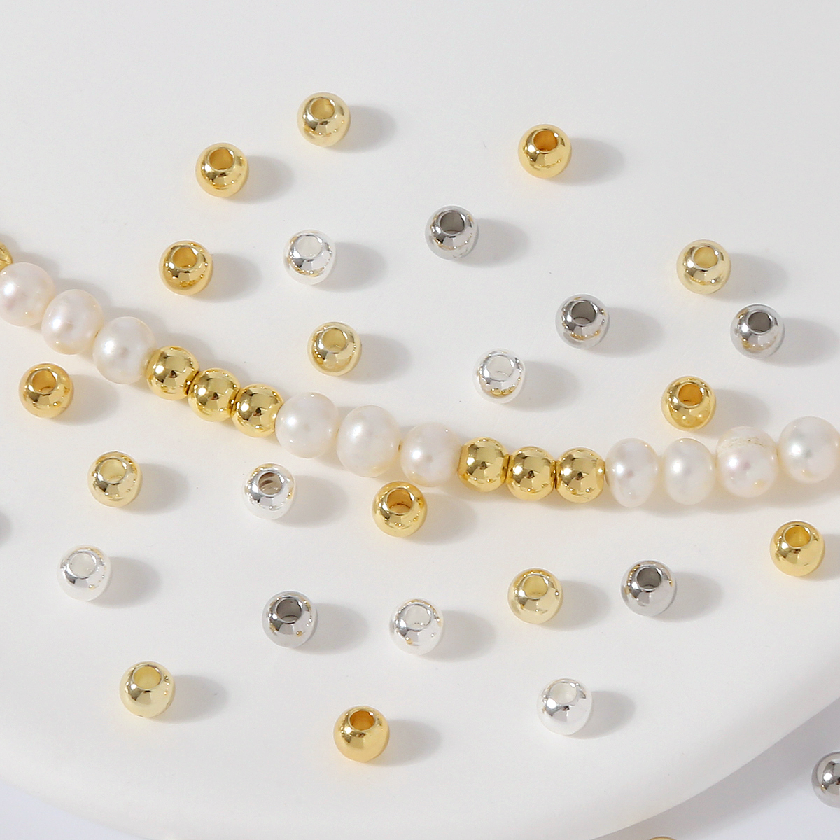 铜珠实心珠保色配件14k镀真金隔片隔珠大孔串珠 diy手作配件珠子详情2