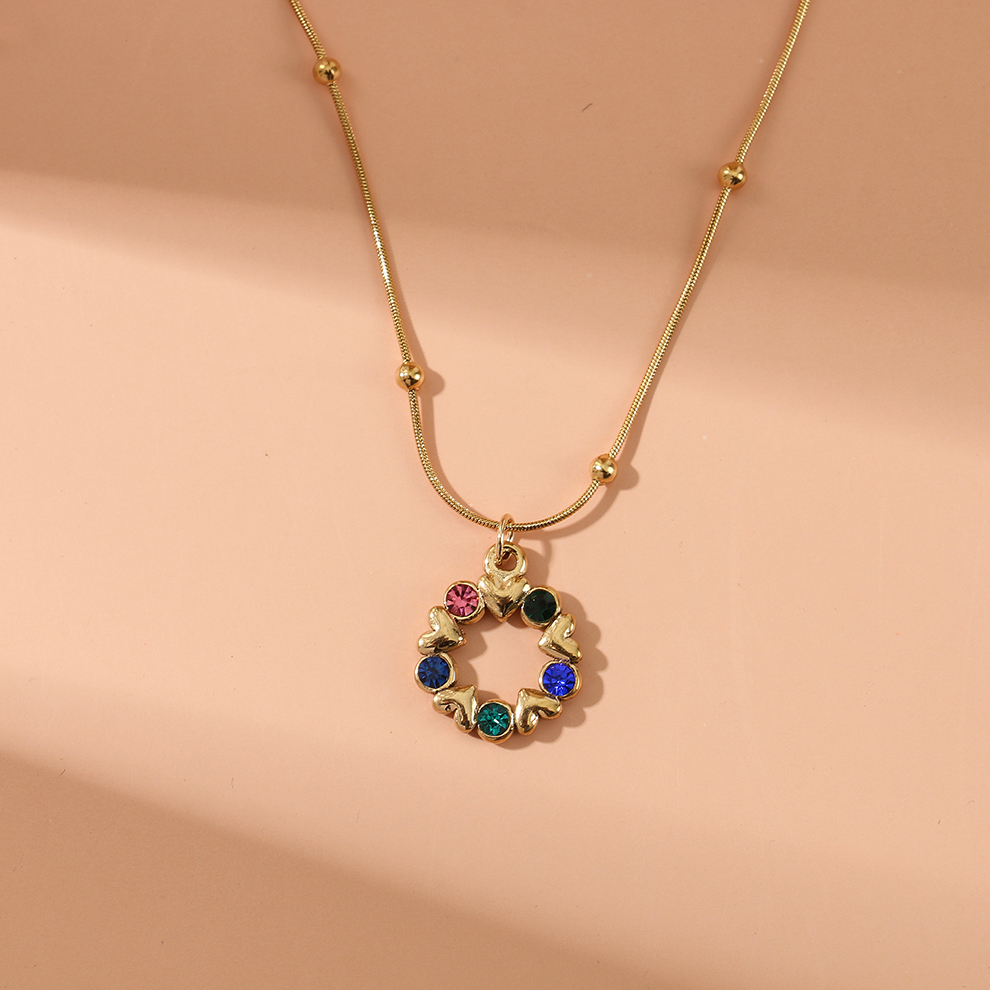 ins小众彩钻心形钛钢项链女 高级感轻奢百搭锁骨链饰品