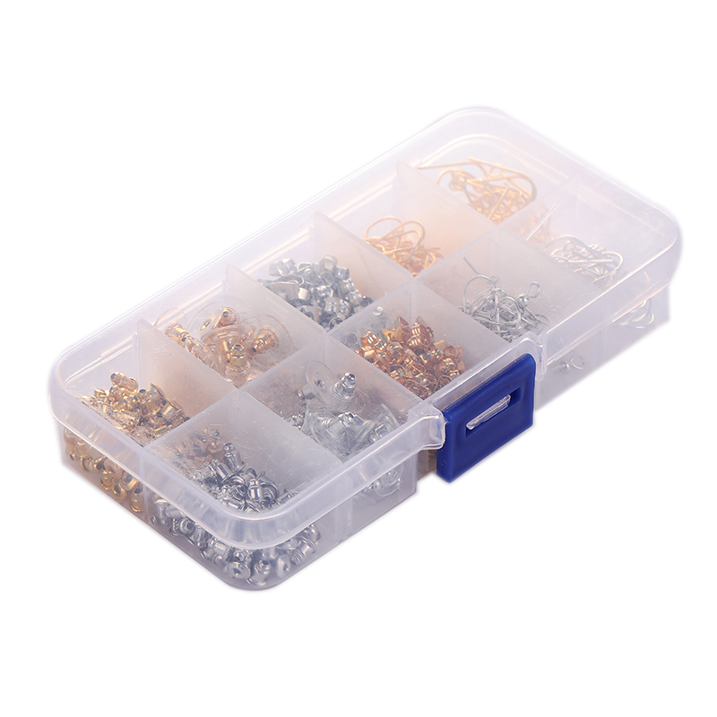 diy earring accessories: Transparent plastic anti-drop stainless steel ring, Korean ear stud plugs, gold edge hamburger ear plugs Specification image