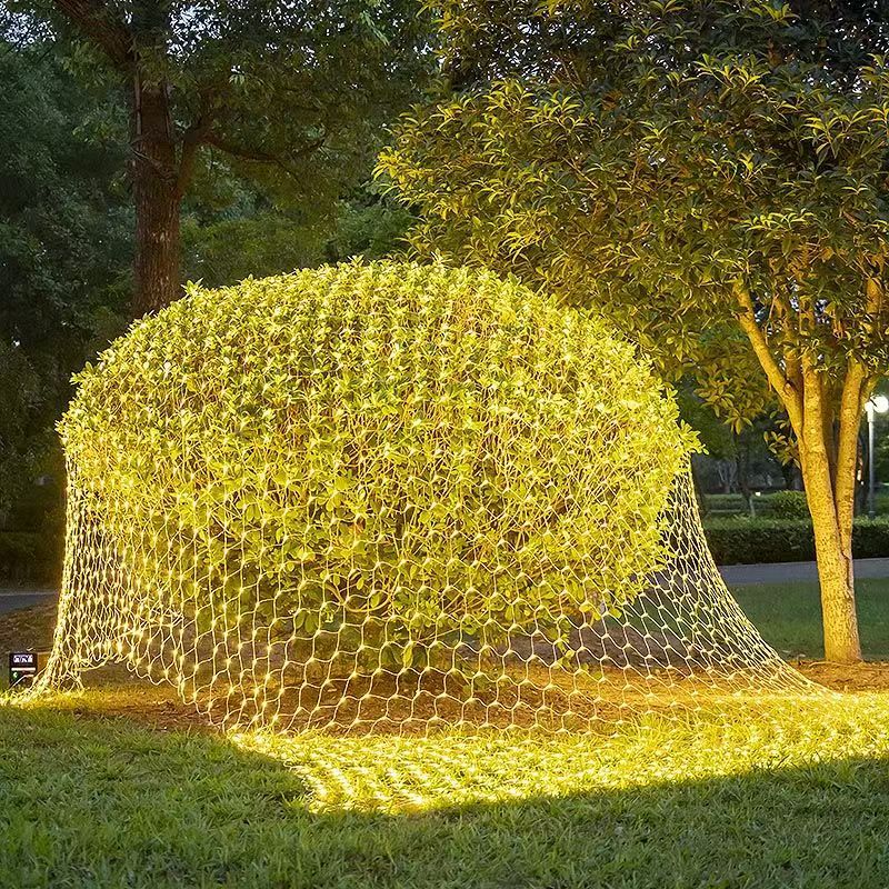 LED防水渔网灯彩灯串灯闪灯满天星太阳能草坪低压网灯街道树亮化详情图2