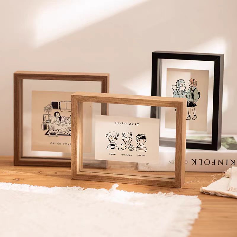 双面透明相框摆台6寸8字画书法摆件真玻璃拍立得展示架照片小画框