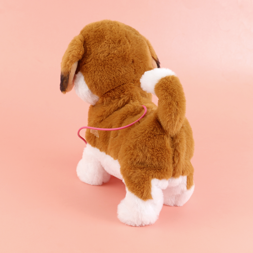 The 2025 new cute plush drawstring tongue-sticking electric ear-hanging puppy children's simulation toy can walk, move, bark and record Specification image