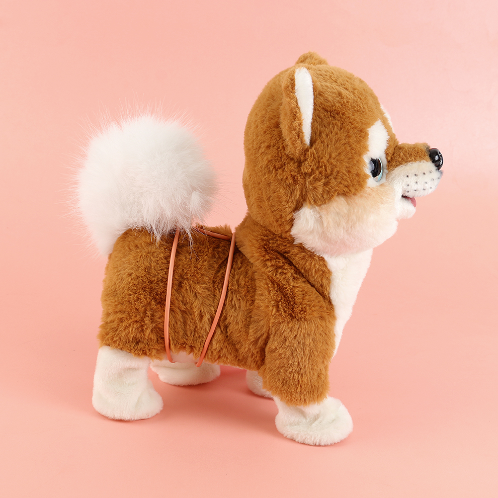 The 2025 new cute plush leash tongue-sticking electric puppy children's simulation toy can walk, move, bark and record details Picture