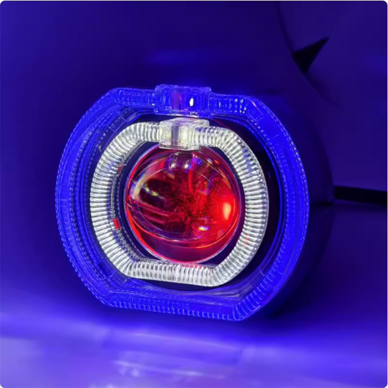 Cross-border general electric vehicle motorcycle general LED built-in angel eyes demon eye lens high beam spotlights day running lights details Picture