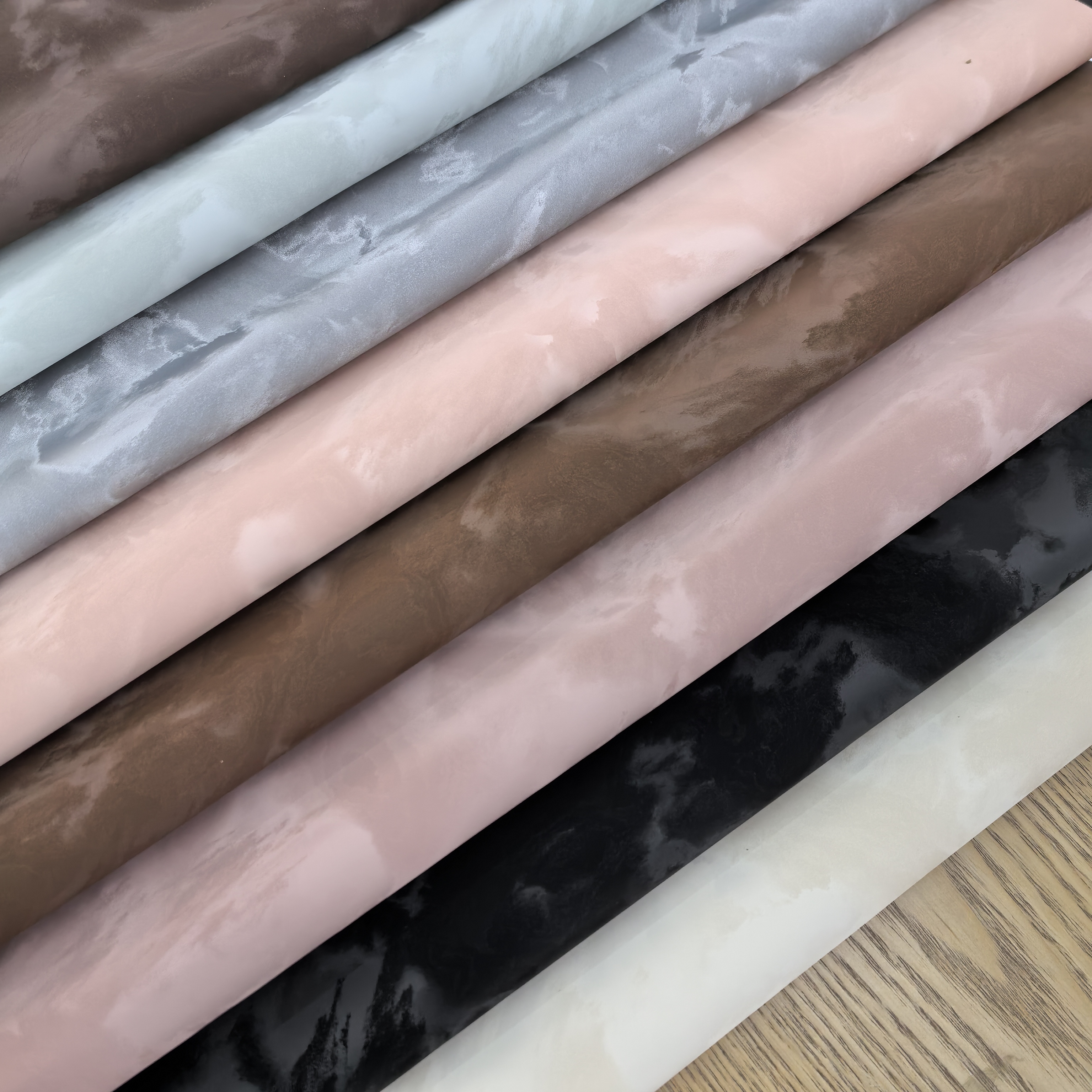 Pu Environmental Protection Artificial Leather Velvet Landscape Painting Design Luggage Leather Goods Shoes Sofa Household Goods Clothing Sports Equipment High Quality Materials Application Scenario