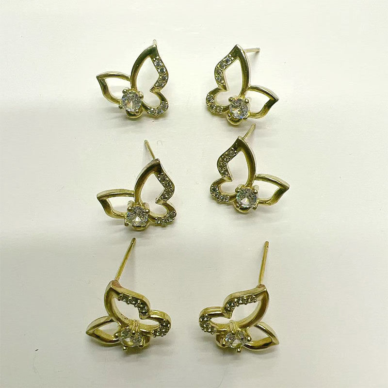 European and American style colorful bow diamond-encrusted stud earrings, simple, small, individual and fashionable summer mini and simple earrings Specification image