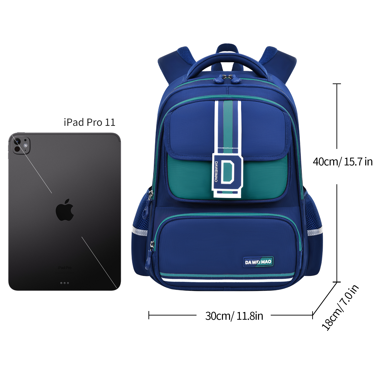 Lightweight and large-capacity, British-style student schoolbag, simple and fashionable color-blocking letter printed backpack, a must-have item for campus trends, combining fashion and functionality, with waterproof design and multi-functional compartments Specification image
