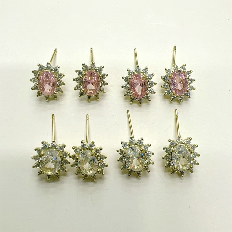 鸽子蛋超闪锆石耳钉耳环小众设计感大锆石耳钉女银针潮高级感耳饰