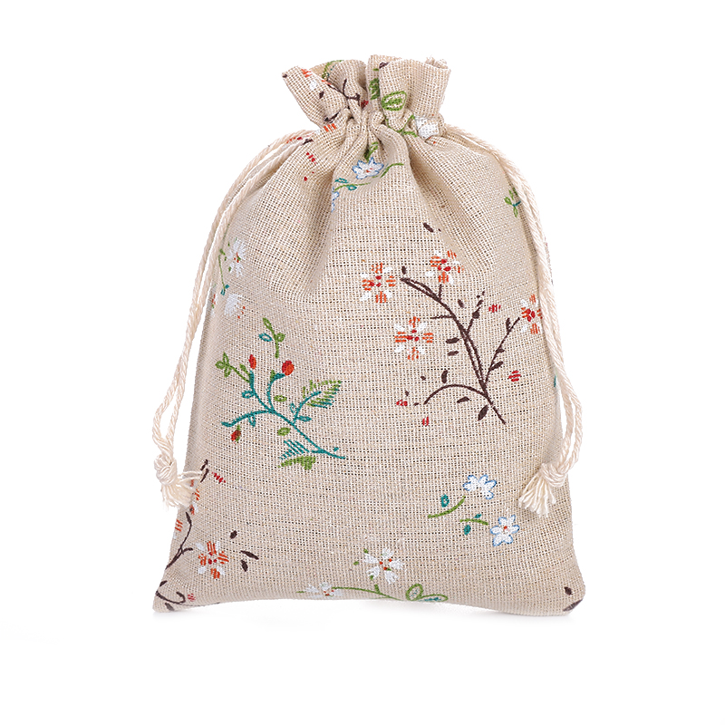 13*18 cotton and linen fabric printed rabbit gift bag, drawstring bag, mosquito repellent bag, dried flower bag, packaging bag details Picture