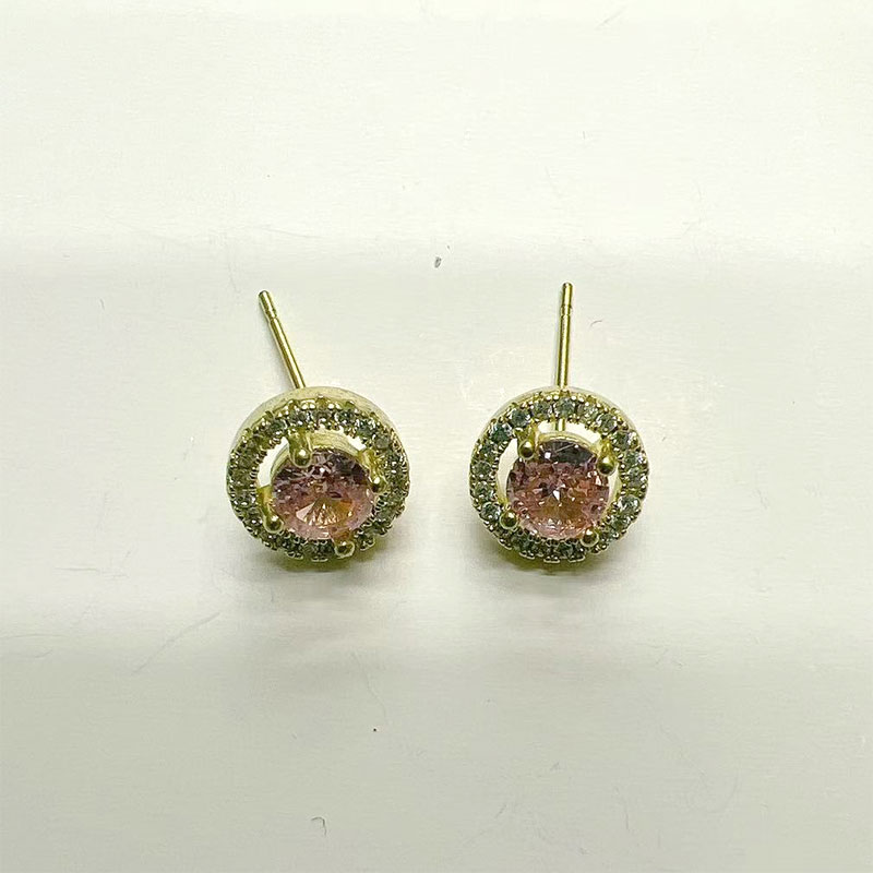 New Korean-style fashion accessories on Amazon and AliExpress, featuring round zirconia stud earrings with a simple yet sophisticated look Item Picture