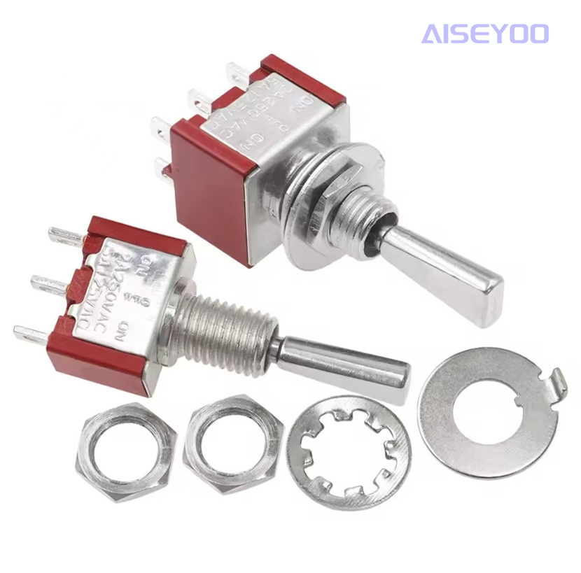 6MM small socket toggle switch MTS 101/102/103/202/203 2/3 position rocker arm toggle switch red flat handle toggle switch Specification image